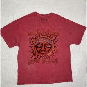 Sublime T-Shirt O/S S/M Graphic Print w/Holes in Design Faded Distressed
